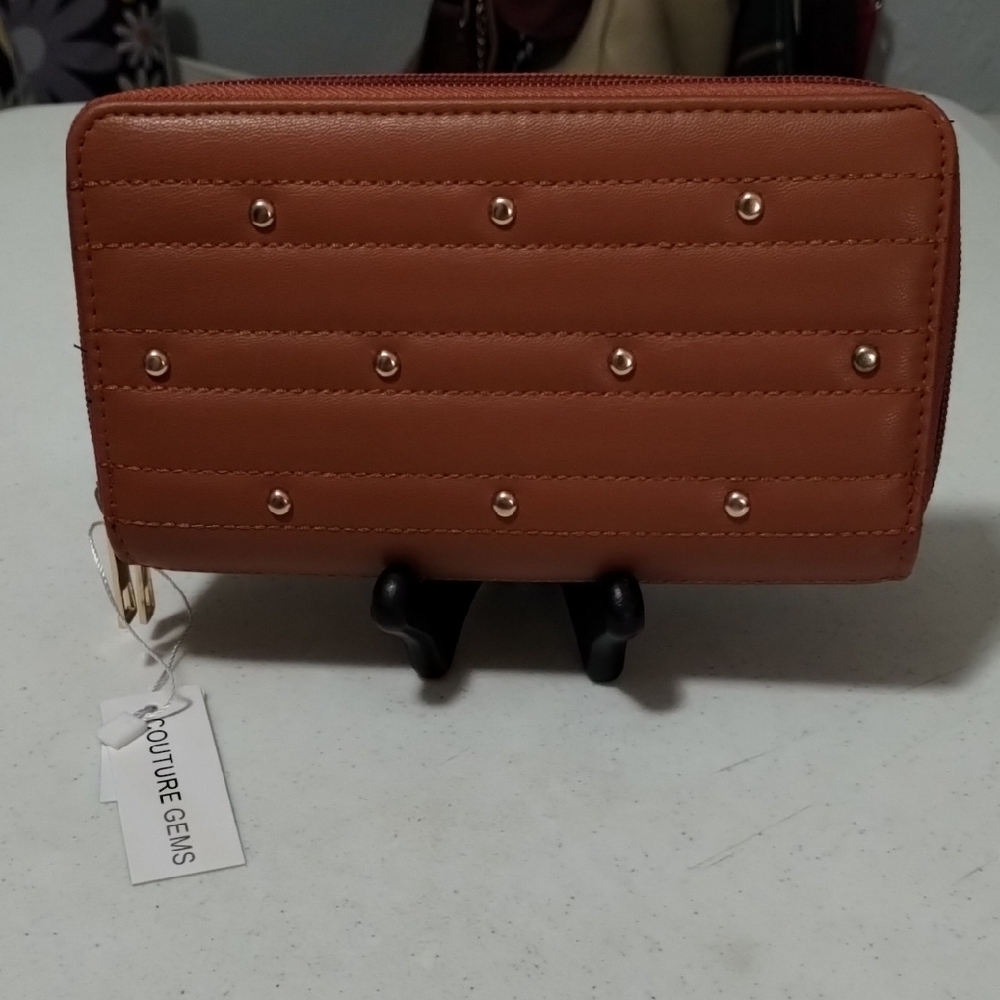 Brand New Large Brown Double Zip Wallet